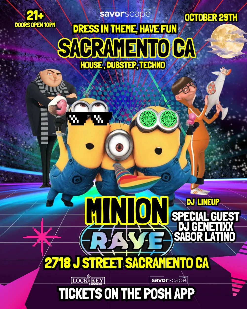 Minion Rave!!!: DJ Sabor Latino, DJ Genetixx — Lock And Key · Thu Oct 29