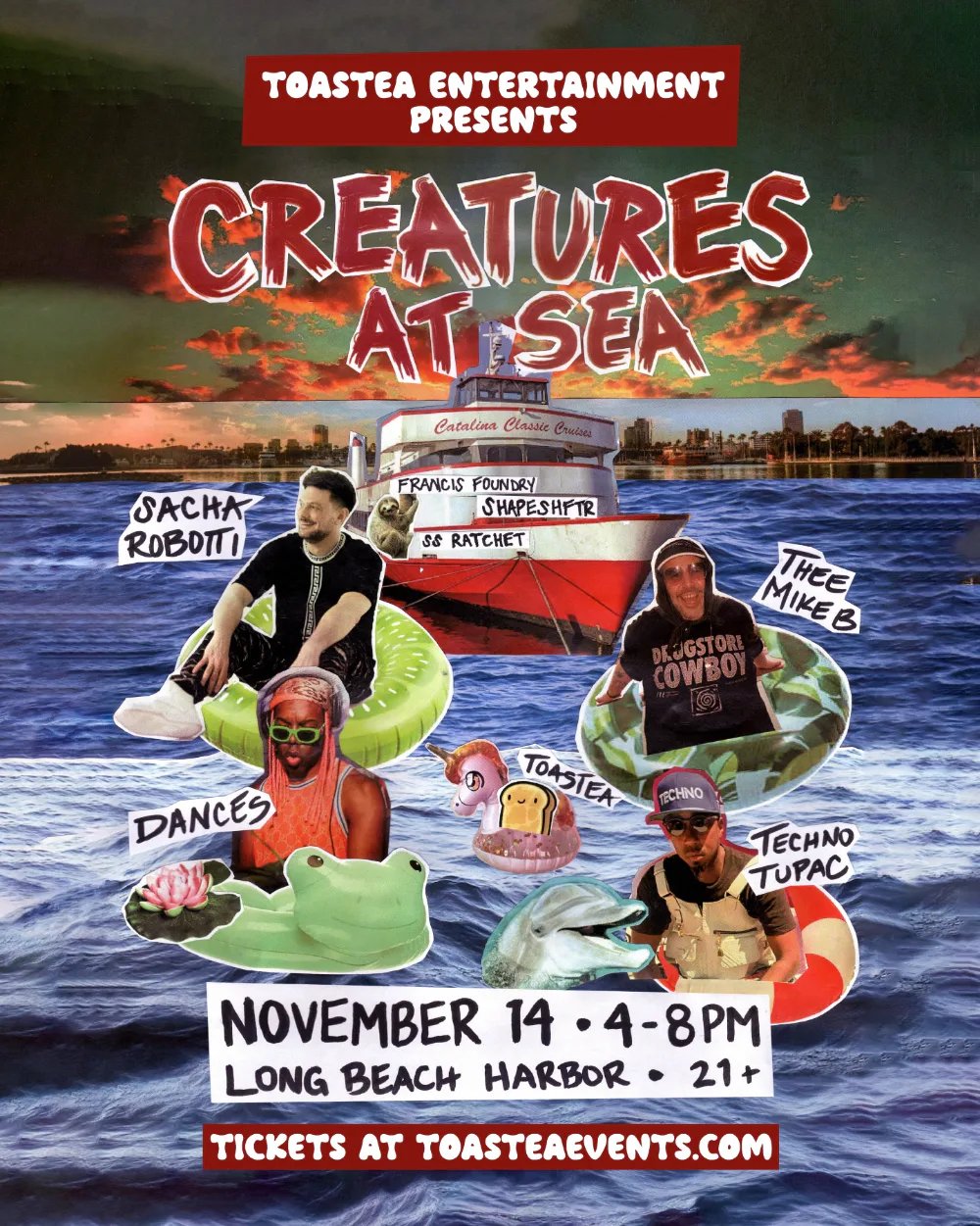 Creatures At Sea: Sacha Robotti, Dances With White Girls, Techno Tupac + more — Catalina Classic Cruises · Sat Nov 14