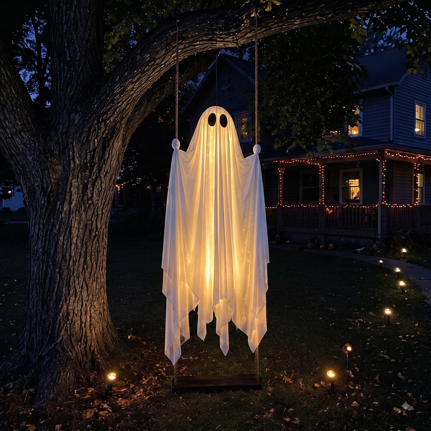 Display at 47 Glenmere Terrace — 47 Glenmere Terrace, Mahwah, NJ (Animatronics, fog machines, coffins and a stagecoach.)