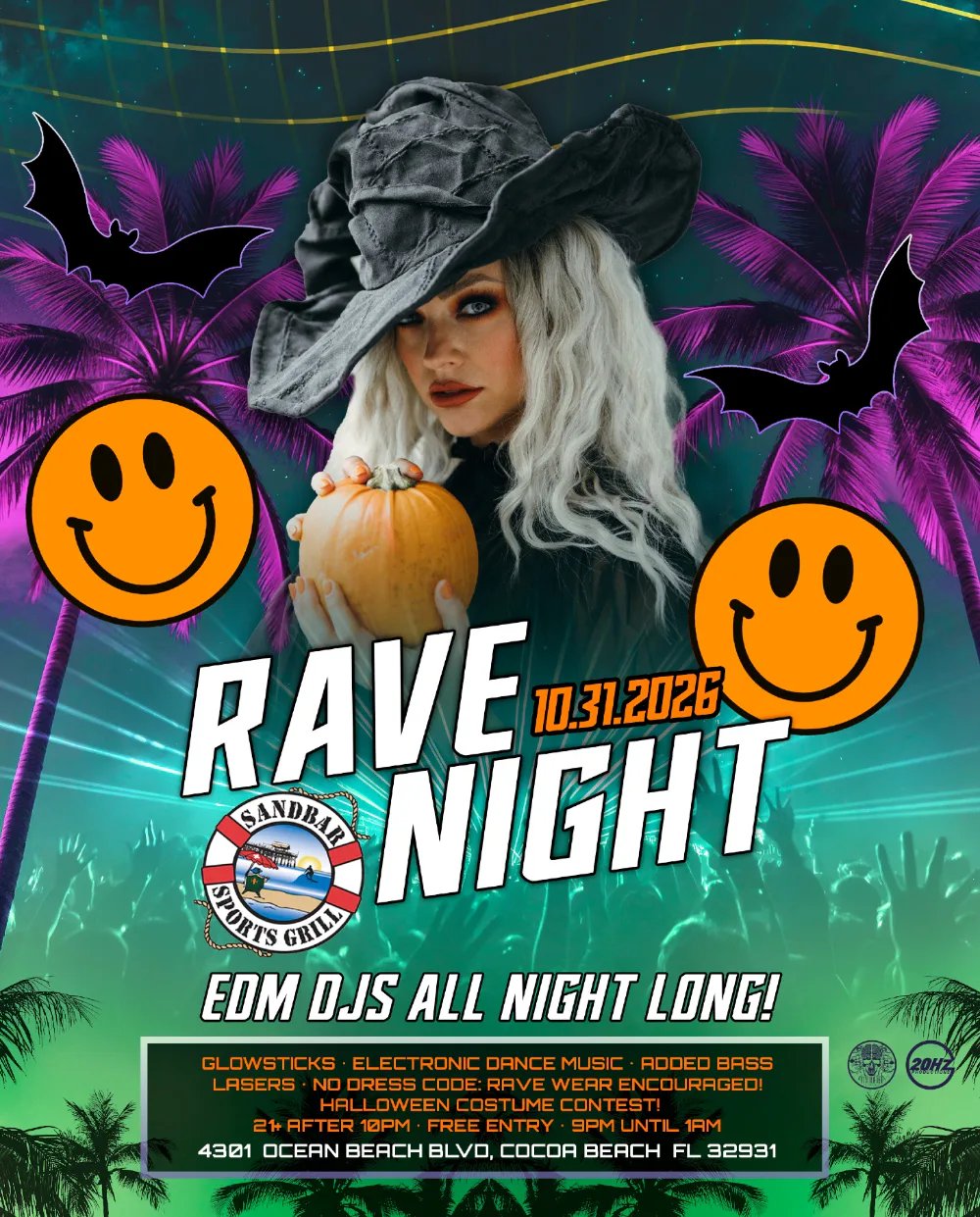 RAVE NIGHT — Sandbar Sports Grill · Sat Oct 31