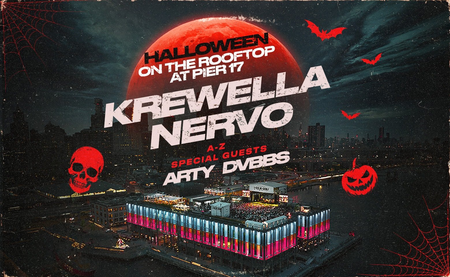 Halloween on the Rooftop: Krewella, Nervo, ARTY & DVBBS — Pier 17 · Sat Oct 31 · 3pm · 18+