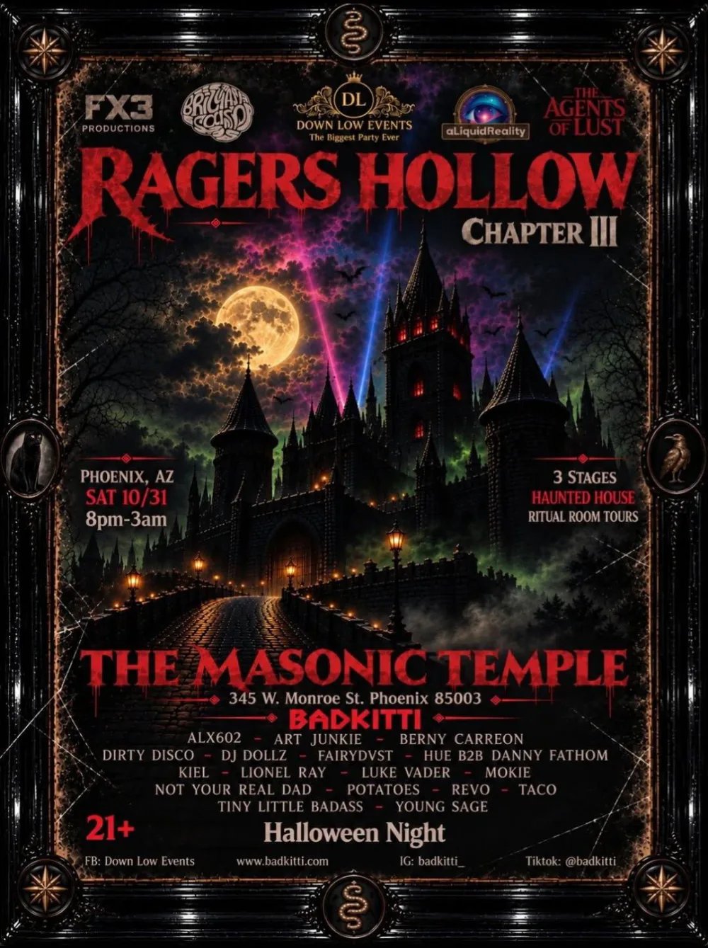 Ragers Hollow III: Badkitti — The Masonic Temple · Sat Oct 31