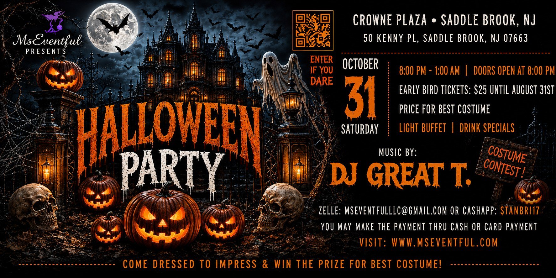 Halloween Party: Enter If You Dare! — Sky Lounge, Saddle Brook · Sat Oct 31 · 8pm–1am