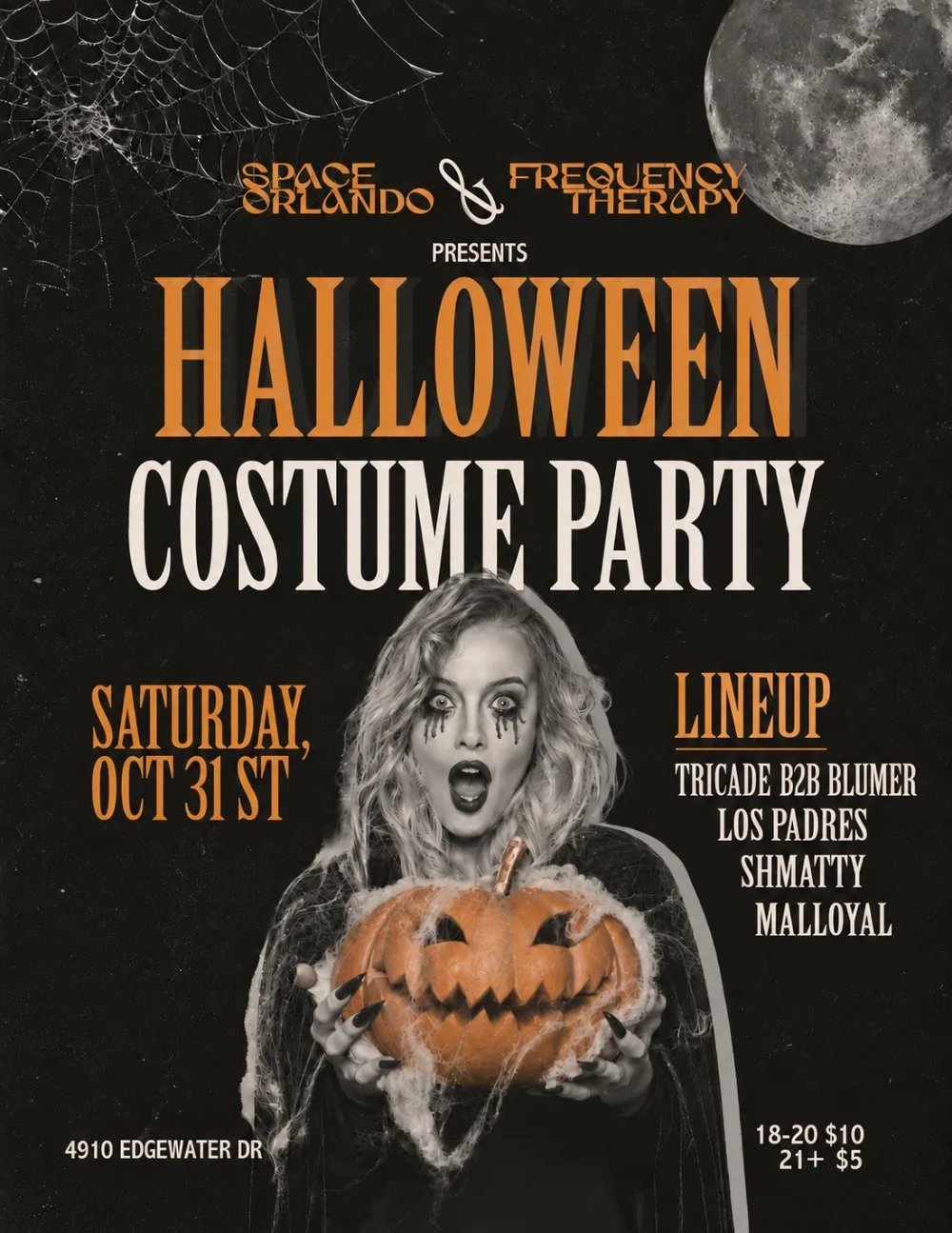 Frequency Therapy - Halloween Costume Party: Tricade, BLUMER, Los Padres, Shmatty, Malloyal — Space Orlando · Sat Oct 31