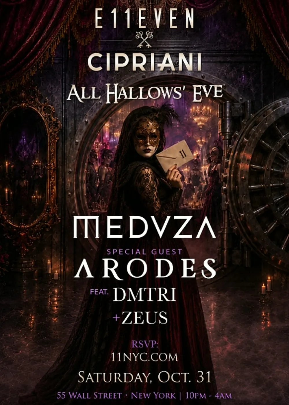 All Hallows' Eve: Meduza, Arodes, DMTRI, Zeus — Cipriani Wall Street · Sat Oct 31