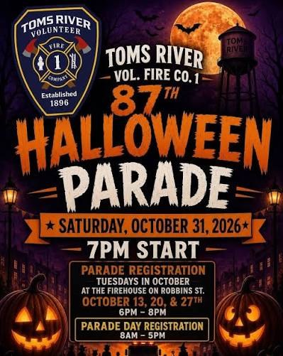 Toms River Halloween Parade (87th Annual) — Downtown · Sat Oct 31 · 7pm · FREE
