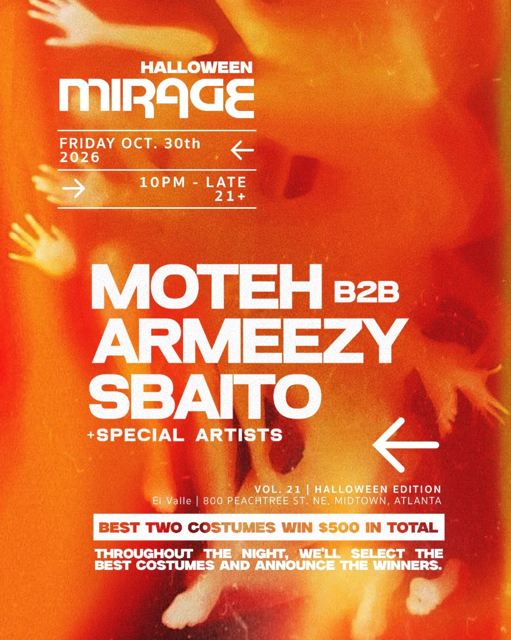 Mirage ATL: MoTeh b2b Armeezy, Sbaito — 800 Peachtree Street Northeast · Fri Oct 30