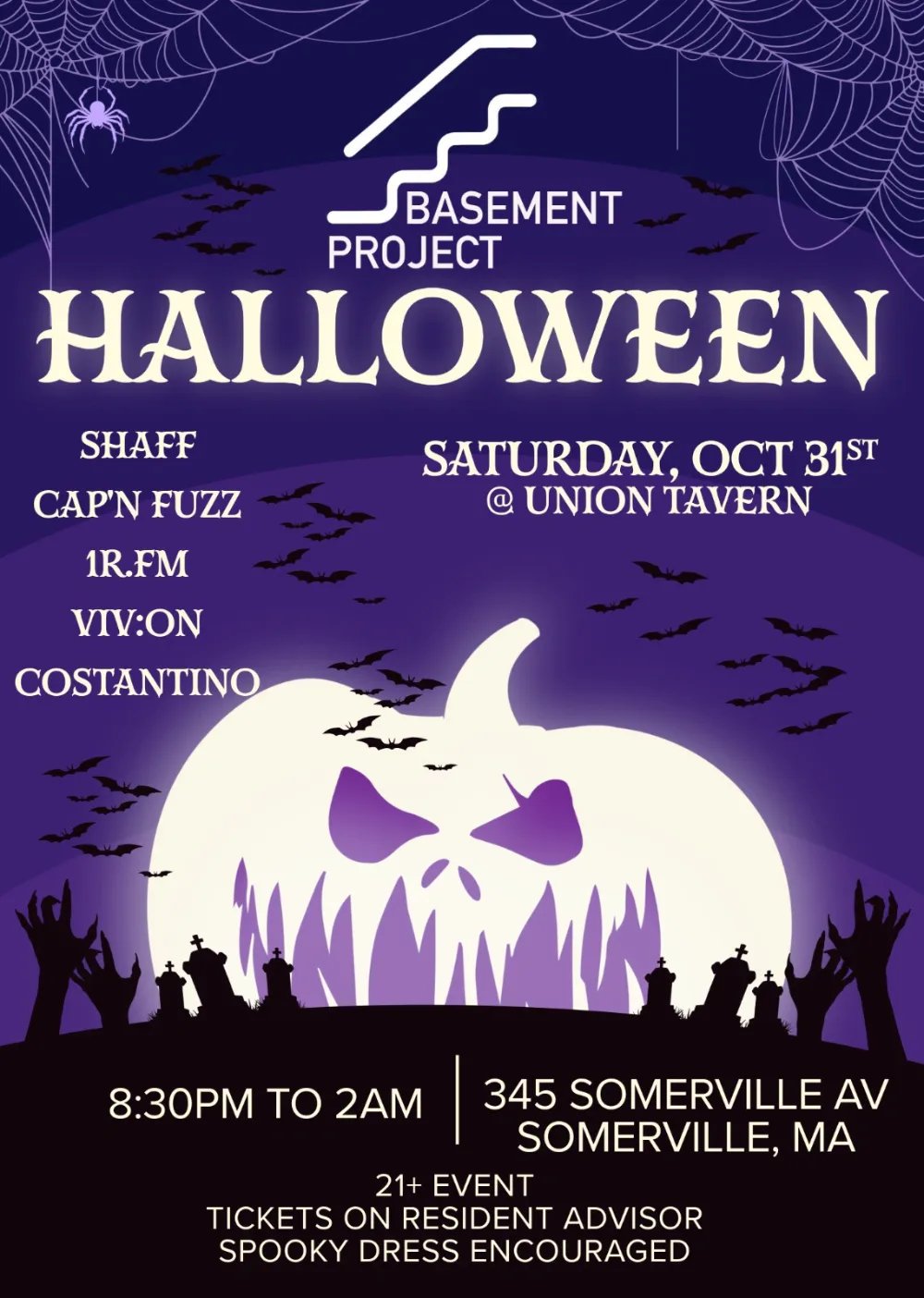 The Basement Project (Halloween): AleBCostantino, ViV:On, 1r.fm, Cap'n Fuzz, Shaff — Union Tavern · Sat Oct 31