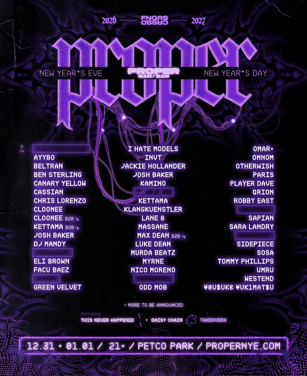 Proper NYE/NYD — Petco Park · Thu Dec 31–Jan 1