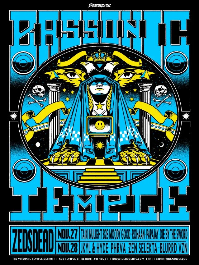 Zeds Dead, Jkyl & Hyde, Phrva, Zen Selekta, blurrd vzn — Detroit Masonic Temple · Sat Nov 28