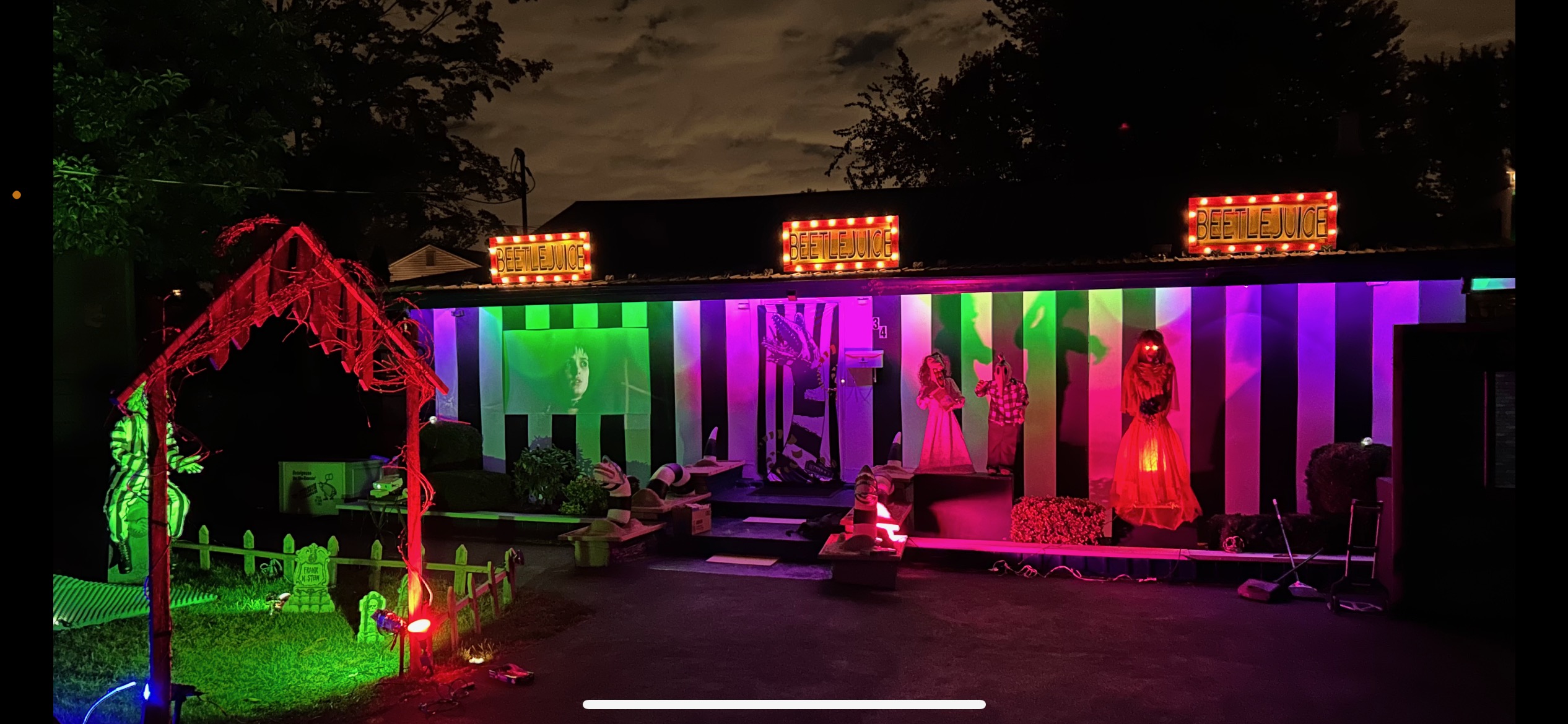 Beetlejuice Display — 34 Madison Ave, Lake Hiawatha (Halloween party 3-8pm Oct 31)