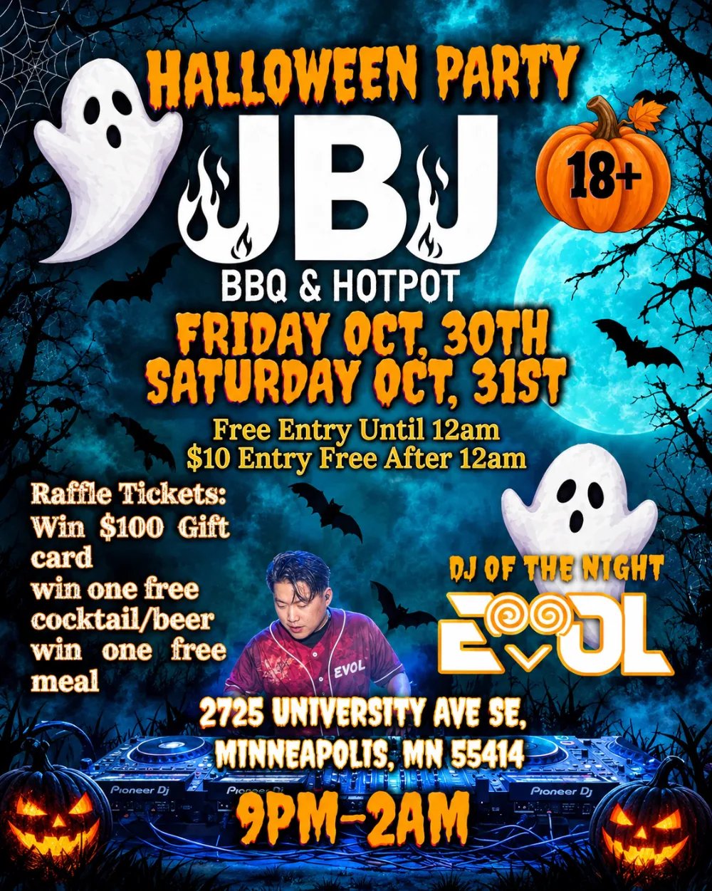 Helloween Party — JBJ BBQ HOT POT and BAR · Sat Oct 31