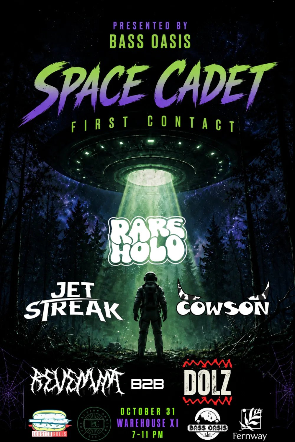 Space Cadet - First Contact - Presented by Bass Oasis: Space Cadet. + more — Warehouse XI - Boston Event Space · Sat Oct