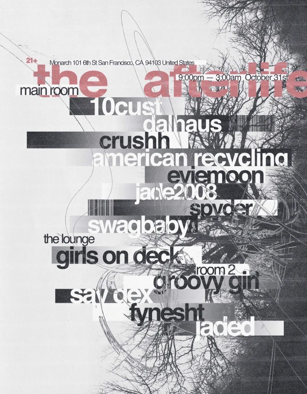 The Afterlife: 10cust, Dalhaus — Monarch SF · Sat Oct 31