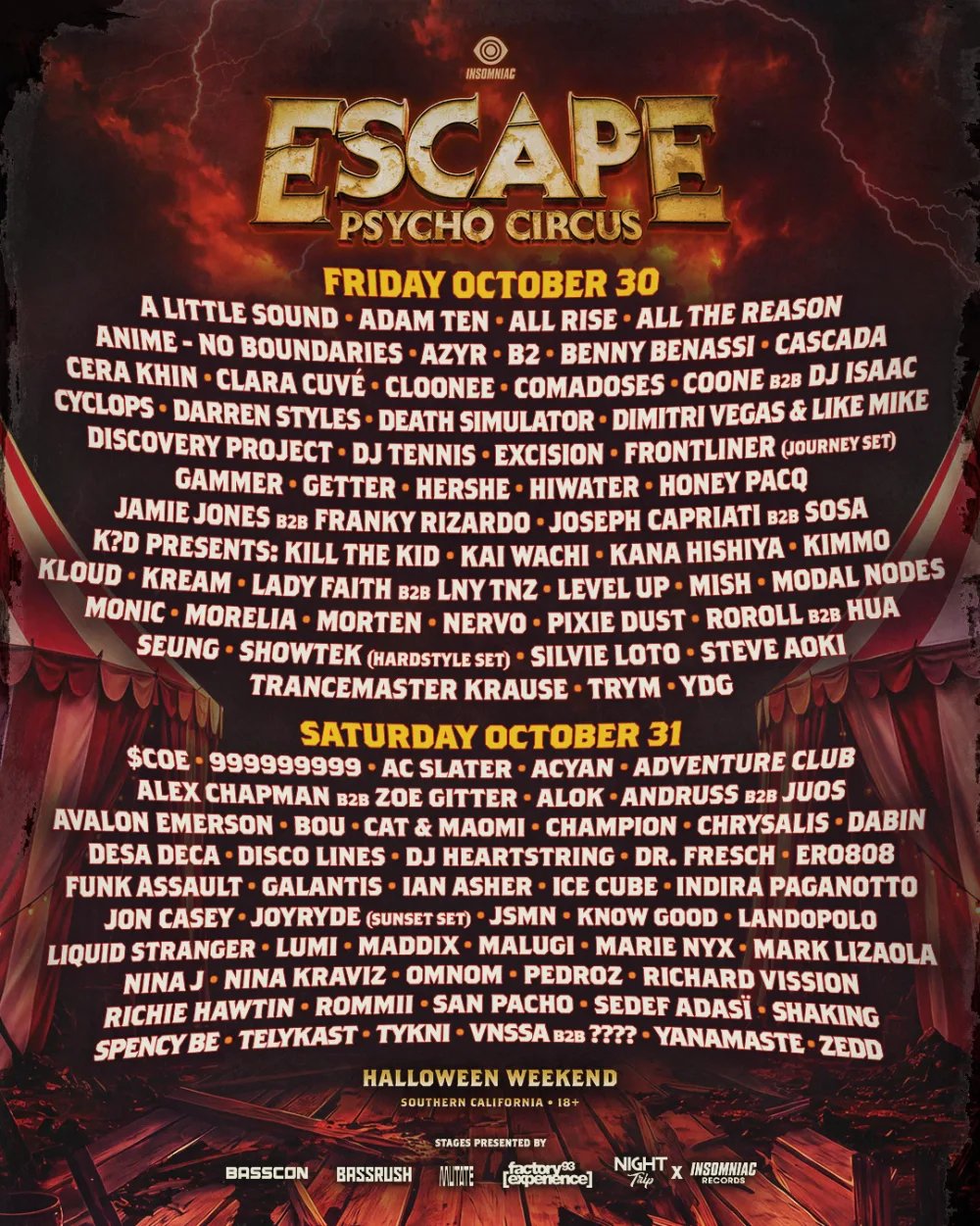 Escape Psycho Circus — NOS Events Center · Fri Oct 30–31