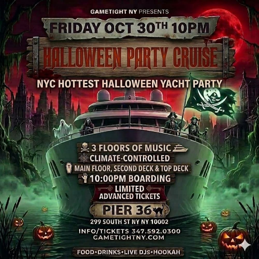 Halloween Yacht Cruise Party — Pier 36 · Fri Oct 30 · 10pm boarding