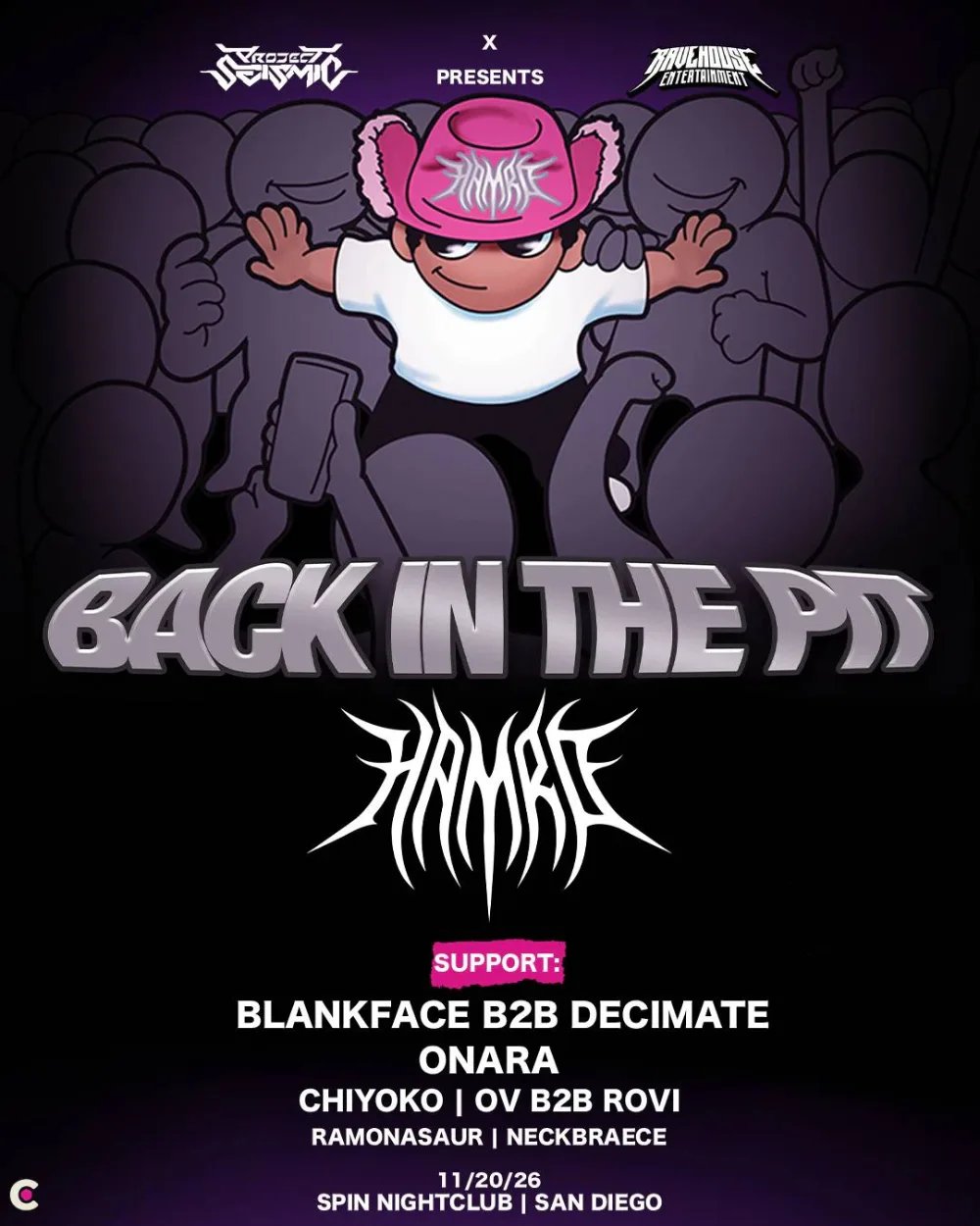 HAMRO, Blankface b2b Decimate, ONARA, Chiyoko, OV b2b Rovi, Ramonsaur, Neckbraece — Spin Nightclub · Fri Nov 20