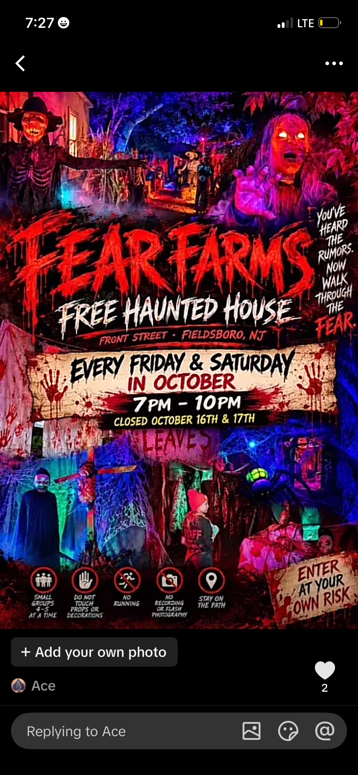 Fear Farms FREE Haunted House - Fri/Sat 7-10PM