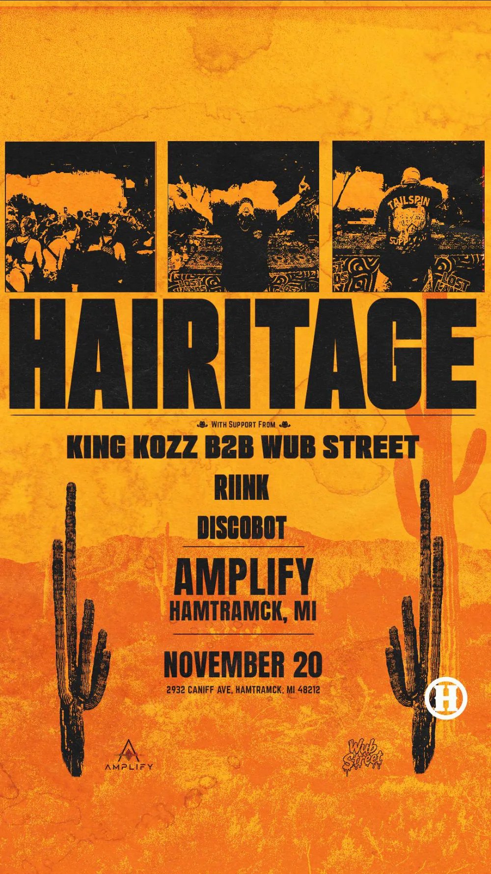 Hairitage, King Kozz b2b Wubstreet, Riink, DISCOBOT — Amplify · Fri Nov 20
