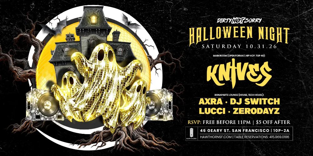 DJ Knives, AxRa, DJ Switch, LUCCI, Zerodayz — Hawthorn Lounge · Sat Oct 31