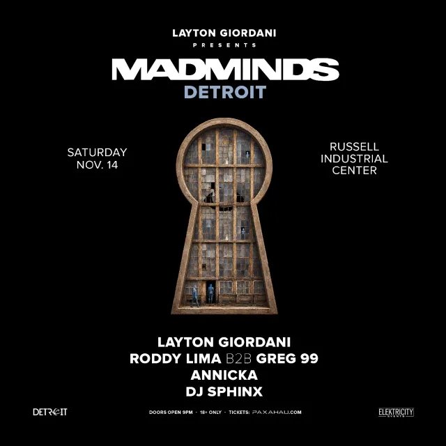 Layton Giordani, Roddy Lima b2b Greg 99, Annicka, DJ Sphinx — Russell Industrial Center · Sat Nov 14
