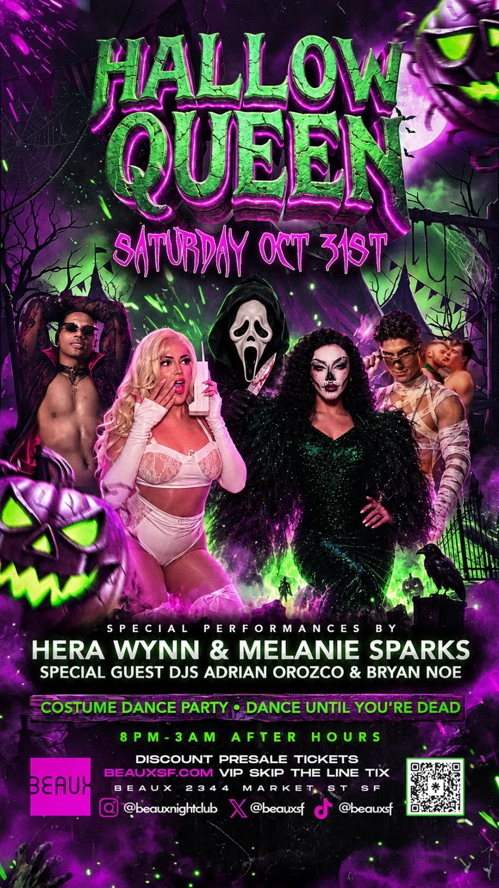 Hallo-Queen Haunted House Dance party — Beaux SF · Sat Oct 31