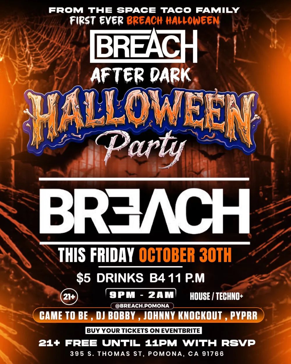Breach After Dark Halloween Party: Came To Be, DJ Bobby, Johnny Knock Out + more — MAXXIMO New Age Banquet Hall · Fri Oc