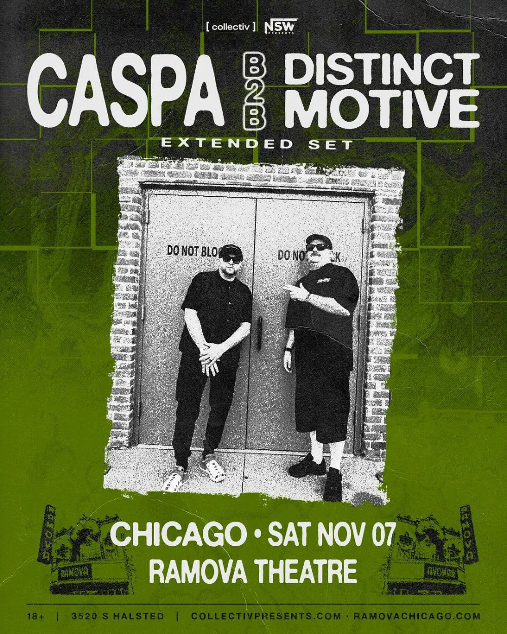 Caspa b2b Distinct Motive — Ramova Theatre · Sat Nov 7