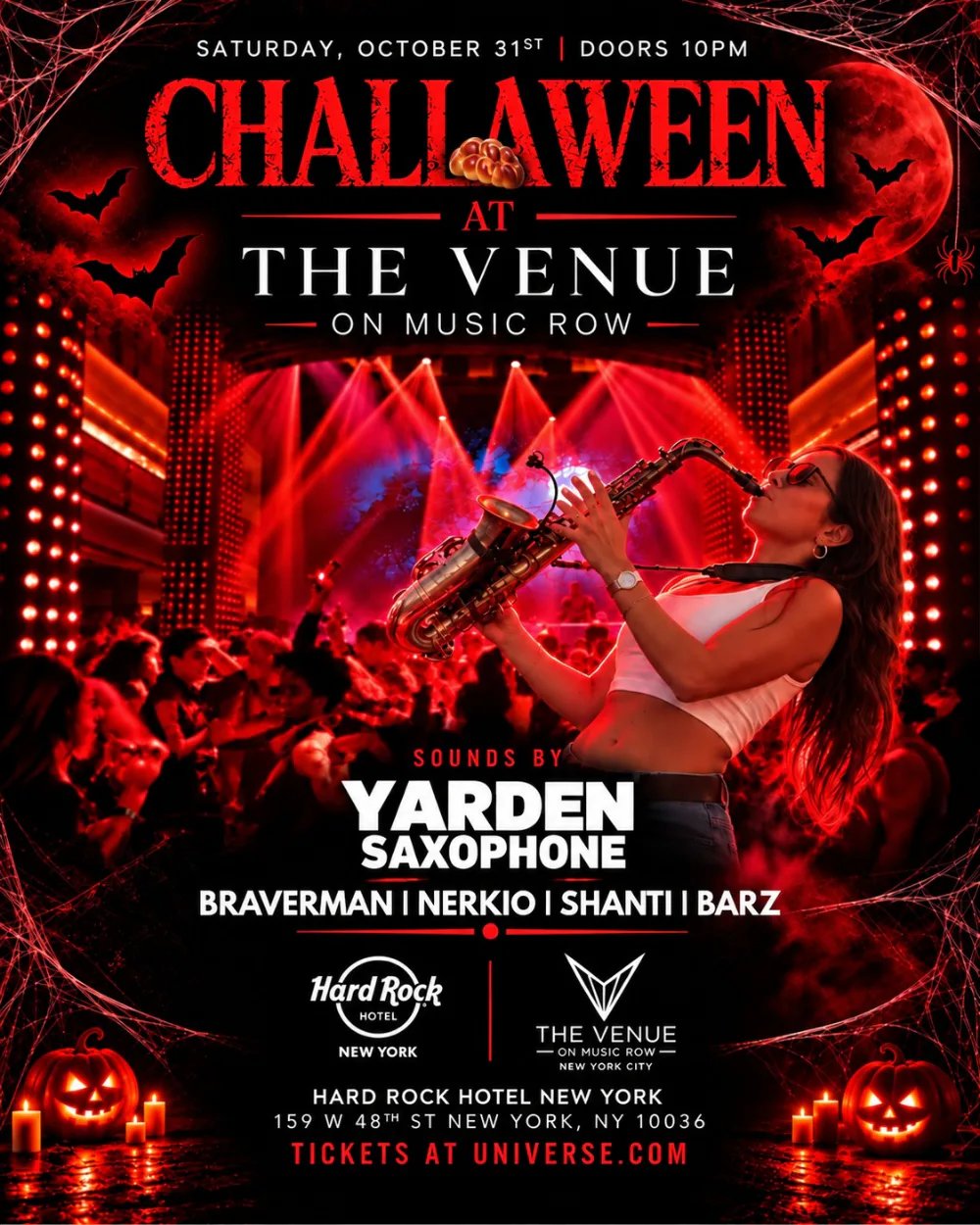 The Annual Challaween Party: Yarden Saxophone, BRAVERMAN, Nerkio — The Venue On Music Row · Sat Oct 31