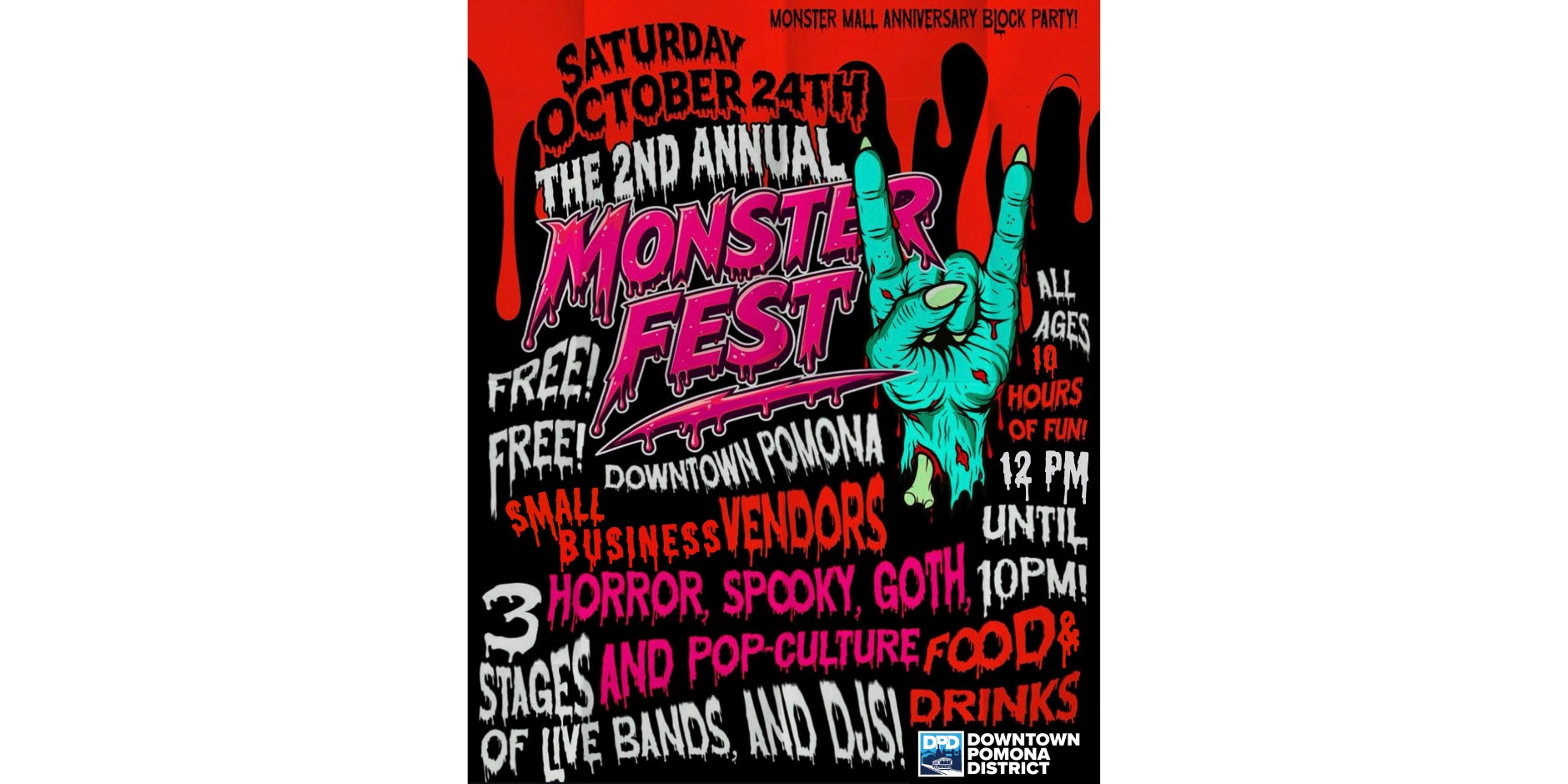 Monster Fest II — Downtown Pomona · Sat Oct 24 · 12–10pm · FREE