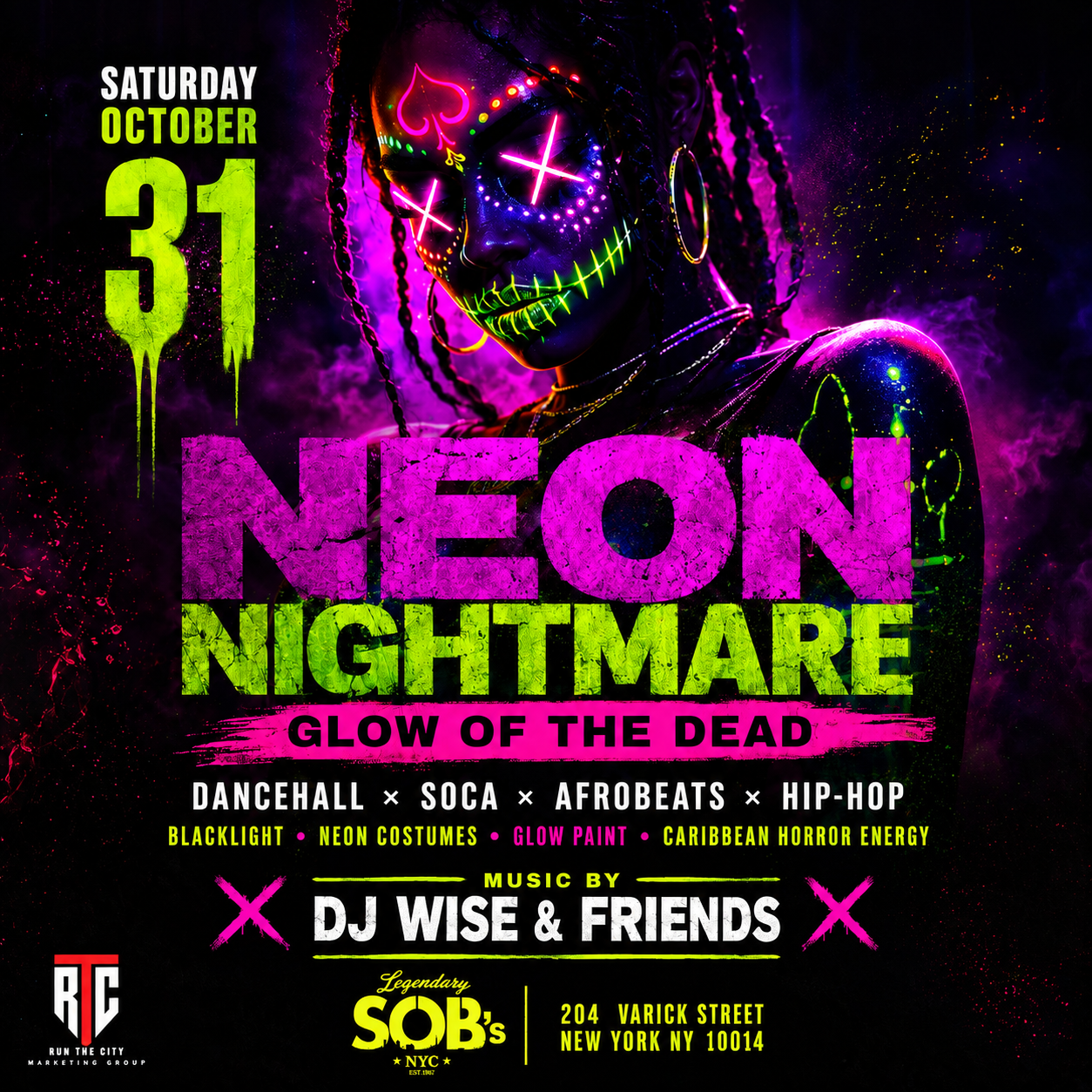 Neon Nightmare: Halloween Costume Party — SOB's · Sat Oct 31 · FREE w/ RSVP · 21+
