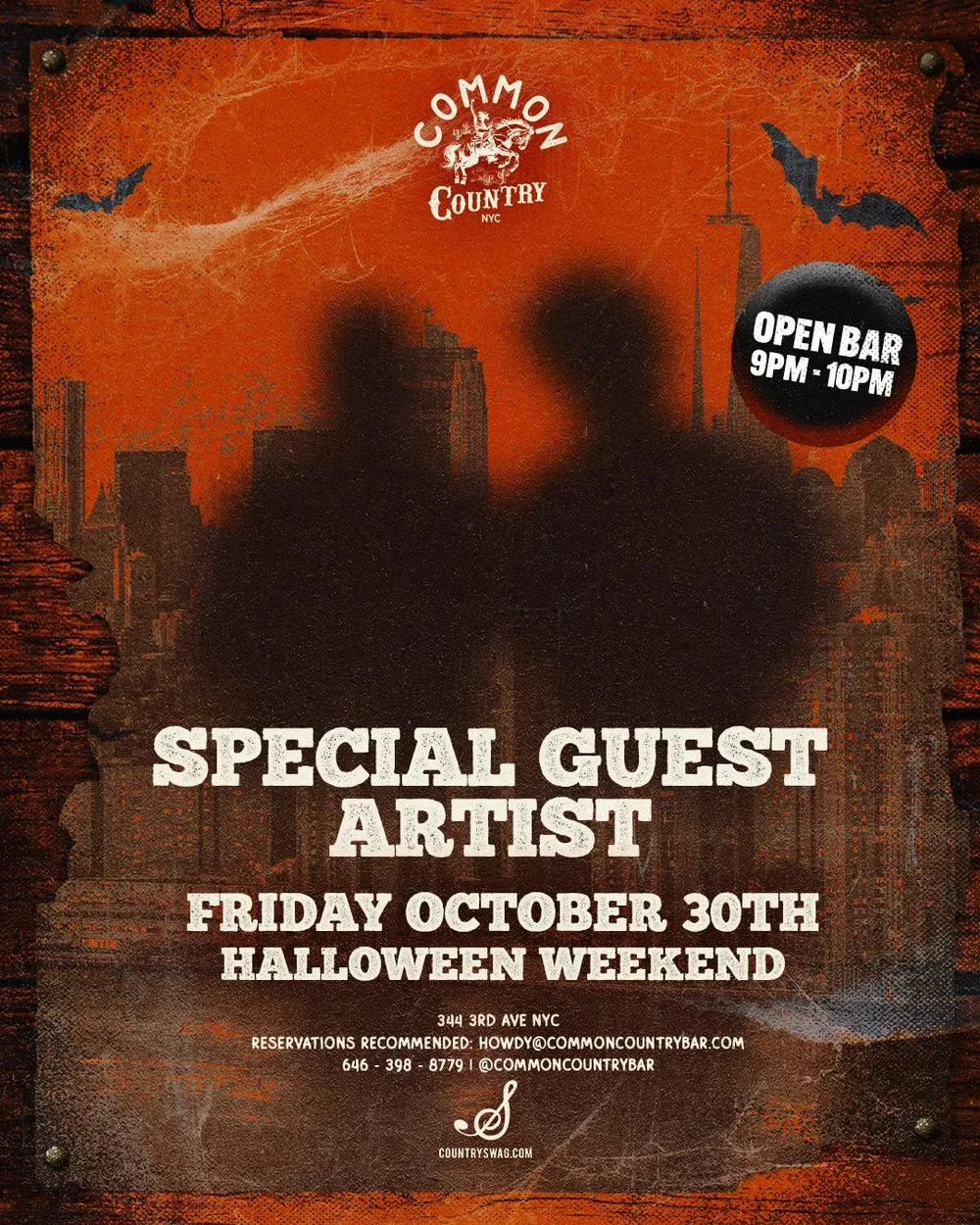 Halloweekend — Common Country · Fri Oct 30 · 9pm–4am · 21+