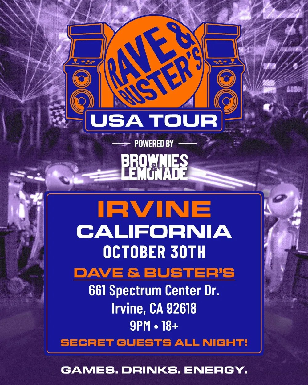 Rave & Buster's: TBA — Dave & Buster's Irvine · Fri Oct 30