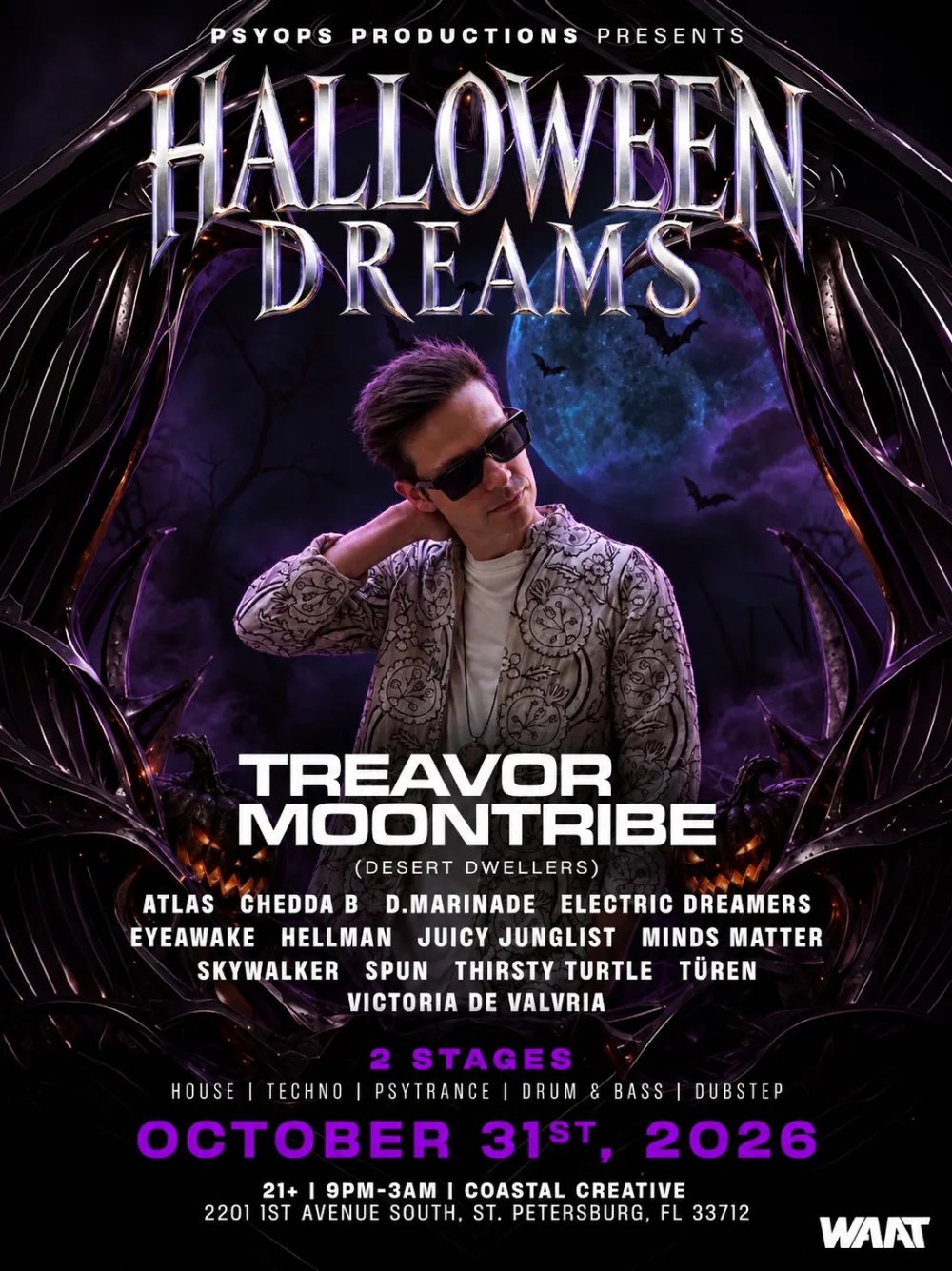 Halloween Dreams @ Coastal Creative: Treavor Moontribe (of Desert Dwellers) — Coastal Creative · Sat Oct 31