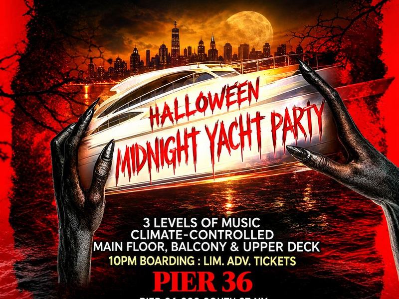 Halloween Midnight Yacht Party — Pier 36 · Sat Oct 31 · 10pm boarding · 21+