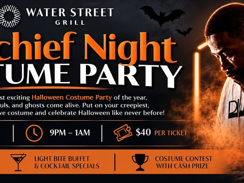 Mischief Night Costume Party with DJ Weswill — Water Street Grill, Camden · Fri Oct 30 · 9pm–1am