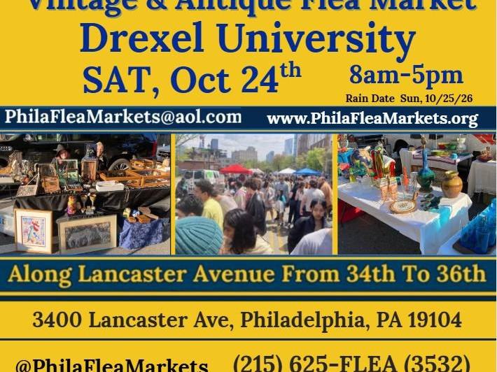 Drexel University Flea Market — 3400 Lancaster Ave, Philadelphia, PA · Sat, Oct 24 · 8:00 AM–5:00 PM · Free entry