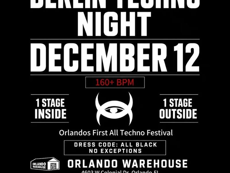 Berlin Techno Night Festival — Orlando Warehouse · Sat Dec 12