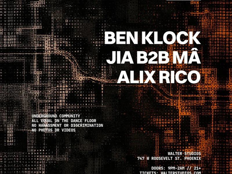 Ben Klock, JIA b2b Mâ, Alix Rico — Walter Studios · Sat Nov 21