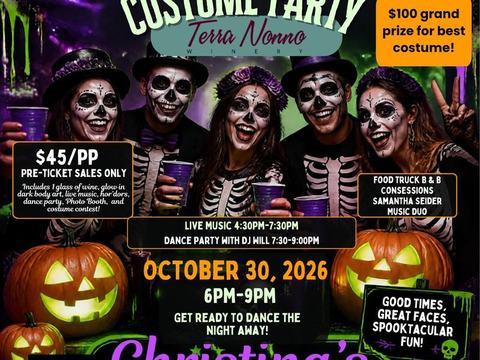 Adult Halloween Bash — Terra Nonno Winery, Millville · Fri Oct 30 · 6–9pm · 21+