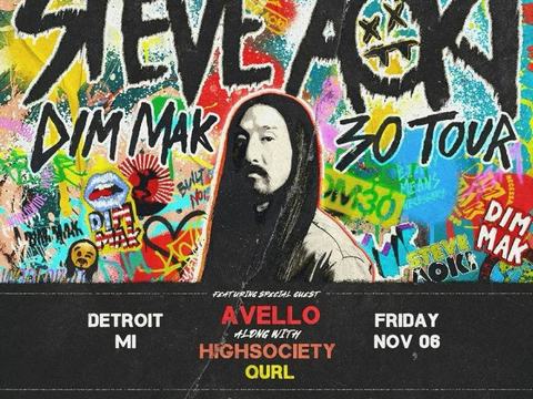 DIM MAK 30 Tour: Steve Aoki, AVELLO, QURL — Russell Industrial Center · Fri Nov 6