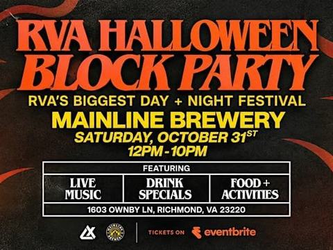 RVA Halloween Block Party at Main Line Brewery — Main Line Brewery · Sat Oct 31