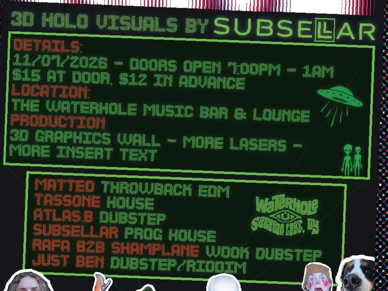 Dewey Dubs Holoween: Subsellar, Tassone, Ben, Rafadubz, Shamplane — Waterhole Music Lounge · Sat Nov 7